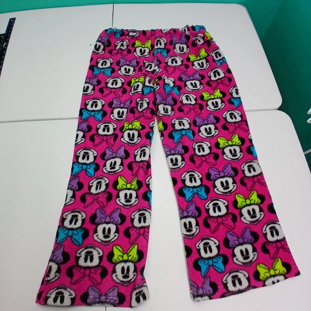 Disney Minnie‎ Mouse Pink Fleece Pajama Pants Sleepwear Loungewear Women's M - Picture 2 of 5